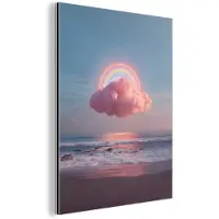 MuchoWow Aluminium schilderij 120x160 cm - Wanddecoratie metaal - Wolk - Regenboog - Zee - Metalen muurdecoratie woonkamer - Decoratie industrieel - Foto op dibond - Industriële accessoires slaapkamer