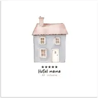 PosterMonkey Poster 50x50 cm - Lichtblauw - Huisje - Mama - Tekst - Posters - Kamer decoratie - Wanddecoratie woonkamer - Muurdecoratie slaapkamer