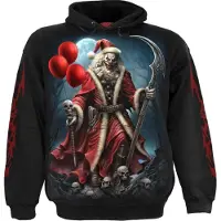 Spiral Trui met capuchon - Santa Clown - Hoodie - S tot L - voor Mannen - zwart - Maat M