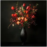 PosterMonkey Poster 50x50 cm - Bloemen - Takken - Boeket - Posters - Kamer decoratie - Wanddecoratie woonkamer - Muurdecoratie slaapkamer