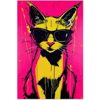 PosterMonkey Poster 20x30 cm - Kat - Art - Zonnebril - Roze - Posters - Kamer decoratie - Wanddecoratie woonkamer - Muurdecoratie slaapkamer