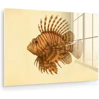 MuchoWow Glasschilderij 180x120 cm - Schilderij acrylglas - Strepen - Vis - Rond - Stekels - Foto op glas - Muurdecoratie woonkamer - Wanddecoratie slaapkamer - Schilderijen