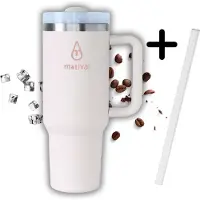 Motivai Tumbler - Rosé - 30oz - Travel Cup - RVS Thermosbeker met Handvat en Rietje – Drinkbeker To Go - 0.9 Liter - Koffiebeker - Mug - Thermosbeker - Thermosfles - Thermoskan