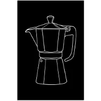 PosterMonkey Poster 40x60 cm - Mokkapot - Zwart - Wit - Lijntekening - Posters - Wanddecoratie keuken - Muurdecoratie woonkamer - Decoratieve accessoires - Kamer muur decoratie