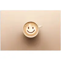 PosterMonkey Poster 30x20 cm - Koffie - Melkschuim - Lach - Beige - Posters - Wanddecoratie keuken - Muurdecoratie woonkamer - Decoratieve accessoires - Kamer muur decoratie