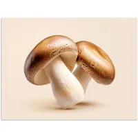 PosterMonkey Poster 40x30 cm - Champignons - Zacht - Beige - Posters - Wanddecoratie keuken - Muurdecoratie woonkamer - Decoratieve accessoires - Kamer muur decoratie