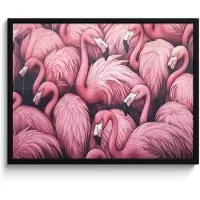 PosterMonkey Poster in lijst - Fotolijst 80x60 cm - Posters - Flamingo - Roze - Dieren - Posterlijst zwart - Decoratie - Wanddecoratie woonkamer - Muurdecoratie slaapkamer