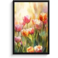 PosterMonkey Poster in lijst - Fotolijst 40x60 cm - Posters - Tulpen - Sprookjesachtig - Kleurrijk - Posterlijst zwart - Decoratie - Wanddecoratie woonkamer - Muurdecoratie slaapkamer