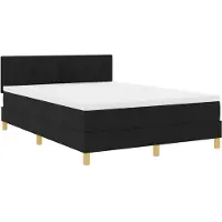 vidaXL LED boxspringbed met hoofdeinde, zwart, 140 x 190 cm, stof