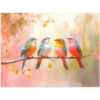 PosterMonkey Poster 120x90 cm - Vogels - Kleurrijk - Tak - Posters - Kamer decoratie - Wanddecoratie woonkamer - Muurdecoratie slaapkamer