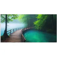 PosterMonkey Poster 120x60 cm - Brug - Water - Rivier - Bos - Posters - Kamer decoratie - Wanddecoratie woonkamer - Muurdecoratie slaapkamer