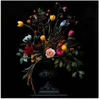 PosterMonkey Poster 100x100 cm - Klassiek - Vaas - Boeket - Bloemen - Posters - Kamer decoratie - Wanddecoratie woonkamer - Muurdecoratie slaapkamer XXL