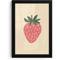 PosterMonkey Poster in lijst - Fotolijst 20x30 cm - Posters - Aardbei - Minimalistisch - Rood - Fruit - Posterlijst zwart - Decoratie - Wanddecoratie woonkamer - Muurdecoratie slaapkamer