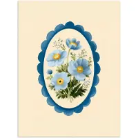 PosterMonkey Poster 120x160 cm - Lijst - Bloemen - Lichtblauw - Illustratie - Posters - Kamer decoratie - Wanddecoratie woonkamer - Muurdecoratie slaapkamer XXL