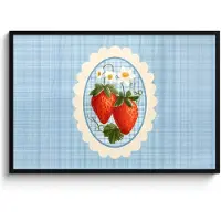 PosterMonkey Poster in lijst - Fotolijst 120x80 cm - Posters - Aardbeien - Lijst - Rood - Geruit - Posterlijst zwart - Decoratie - Wanddecoratie woonkamer - Muurdecoratie slaapkamer