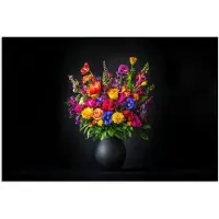 PosterMonkey Poster 120x80 cm - Felgekleurd - Bloemen - Vaas - Posters - Kamer decoratie - Wanddecoratie woonkamer - Muurdecoratie slaapkamer