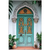 PosterMonkey Poster 80x120 cm - Deur - Patronen - Planten - Posters - Kamer decoratie - Wanddecoratie woonkamer - Muurdecoratie slaapkamer