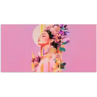 PosterMonkey Poster 80x40 cm - Vrouw - Bloemen - Paars - Abstract - Posters - Kamer decoratie - Wanddecoratie woonkamer - Muurdecoratie slaapkamer