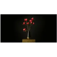 PosterMonkey Poster 40x20 cm - Rode - Bloemen - Vaas - Posters - Kamer decoratie - Wanddecoratie woonkamer - Muurdecoratie slaapkamer
