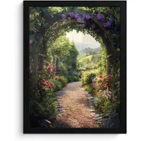 PosterMonkey Poster in lijst - Fotolijst 30x40 cm - Posters - Doorkijk - Landschap - Bloemen - Tuinboog - Natuur - Posterlijst zwart - Decoratie - Wanddecoratie woonkamer - Muurdecoratie slaapkamer