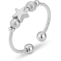 Despora Anxiety Ring - (ster) - Stress Ring - Fidget Ring - Anxiety Ring For Finger - Draaibare Ring Dames - Spinning Ring - Spinner Ring - Zilverkleurig RVS