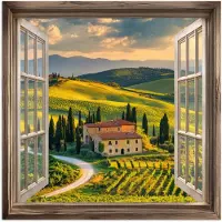 PosterMonkey Poster 50x50 cm - Doorkijk - Toscane - Uitzicht - Landschap - Zomer - Posters - Kamer decoratie - Wanddecoratie woonkamer - Muurdecoratie slaapkamer
