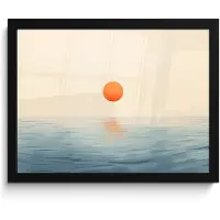 PosterMonkey Poster in lijst - Fotolijst 40x30 cm - Posters - Zon - Oranje - Zee - Posterlijst zwart - Decoratie - Wanddecoratie woonkamer - Muurdecoratie slaapkamer
