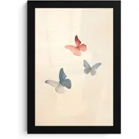 PosterMonkey Poster in lijst - Fotolijst 20x30 cm - Posters - Vlinders - Minimalistisch - Roze - Posterlijst zwart - Decoratie - Wanddecoratie woonkamer - Muurdecoratie slaapkamer