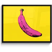 PosterMonkey Poster in lijst - Fotolijst 80x60 cm - Posters - Banaan - Grafisch - Geel - Posterlijst zwart - Decoratie - Wanddecoratie woonkamer - Muurdecoratie slaapkamer