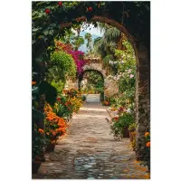 PosterMonkey Poster 120x180 cm - Doorkijk - Bloemen - Poort - Stenen - Posters - Kamer decoratie - Wanddecoratie woonkamer - Muurdecoratie slaapkamer XXL