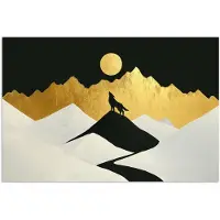 PosterMonkey Poster 90x60 cm - Wolf - Bergen - Maan - Zwart - Posters - Kamer decoratie - Wanddecoratie woonkamer - Muurdecoratie slaapkamer