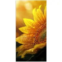 PosterMonkey Poster 40x80 cm - Zonnebloem - Dauwdruppels - Geel - Zonlicht - Posters - Kamer decoratie - Wanddecoratie woonkamer - Muurdecoratie slaapkamer