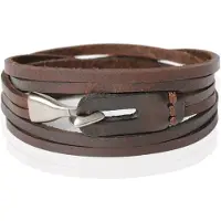 LGT JWLS Wikkelarmband Heren Bruin Leer Haak
