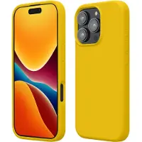 Kwmobile telefoonhoesje geschikt voor Apple iPhone 16 Pro - Hoesje met siliconen coating - Smartphone case in stralend geel