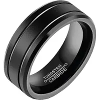 Mendes Zwarte Wolfraam heren ring 8mm-18mm