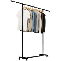 CLP Soran Kledingrek - Dressboy - Kledingstang - op wielen - uitschuifbaar - in hoogte verstelbaar - inklapbaar - metaal - 150x50x188 zwart