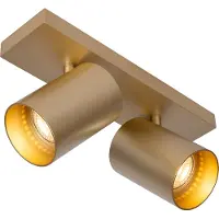 Atmooz - Plafondlamp Nuo 2 - Goud - Ø 7 cm - 2 Kantelbare Spots - Metaal - GU10 Fitting - 50W - Luxe Opbouwspot voor Accentverlichting