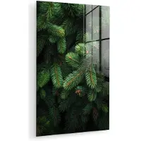 MuchoWow Glasschilderij 80x120 cm - Schilderij acrylglas - Sparrentakken - Knoppen - Naalden - Groen - Foto op glas - Muurdecoratie woonkamer - Wanddecoratie slaapkamer - Schilderijen