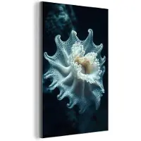 MuchoWow Aluminium schilderij 80x120 cm - Wanddecoratie metaal - Zeewezen - Wit - Golven - Water - Metalen muurdecoratie woonkamer - Decoratie industrieel - Foto op dibond - Industriële accessoires slaapkamer