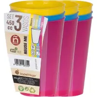 Juypal Hogar Juypal drinkbekers - 12x - multi - kunststof - 450 ml - herbruikbaar - BPA-vrij