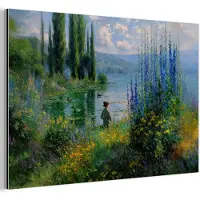 MuchoWow Aluminium schilderij 180x120 cm - Wanddecoratie metaal - Bloemen - Meer - Bergen - Groen - Metalen muurdecoratie woonkamer - Decoratie industrieel - Foto op dibond - Industriële accessoires slaapkamer