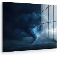MuchoWow Glasschilderij 160x120 cm - Schilderij acrylglas - Tornado - Duister - Wolken - Foto op glas - Muurdecoratie woonkamer - Wanddecoratie slaapkamer - Schilderijen