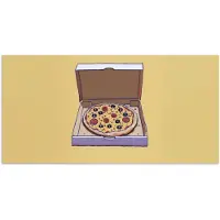 PosterMonkey Poster 80x40 cm - Pizza - Doos - Salami - Illustratie - Posters - Kamer decoratie - Wanddecoratie woonkamer - Muurdecoratie slaapkamer