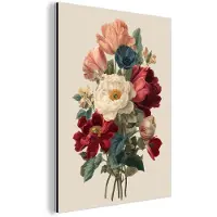 MuchoWow Aluminium schilderij 30x40 cm - Wanddecoratie metaal - Boeket - Warme tinten - Elegant - Metalen muurdecoratie woonkamer - Decoratie industrieel - Foto op dibond - Industriële accessoires slaapkamer