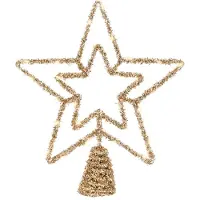 Lumineo kerstboom piek ster - goud - 26 cm - led verlichting warm wit - kerstpiek - kerstdecoratie - sfeerverlichting