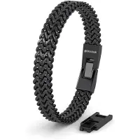 SERASAR | Premium roestvrijstalen armband heren [Franco] | Waterdicht | Veilige sluiting | Inclusief sieradendoosje | Kleur: Zwart | Lengte: 23 cm