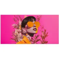 PosterMonkey Poster 150x75 cm - Zonnebril - Oranje - Vrouw - Planten - Posters - Kamer decoratie - Wanddecoratie woonkamer - Muurdecoratie slaapkamer
