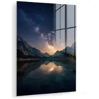 MuchoWow Glasschilderij 120x160 cm - Schilderij acrylglas - Kristalhelder meer - Bergen - Bergen - Foto op glas - Muurdecoratie woonkamer - Wanddecoratie slaapkamer - Schilderijen
