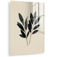 MuchoWow Glasschilderij 120x160 cm - Schilderij acrylglas - Ovaalvormige bladeren - Diep groen - Symmetrisch - Foto op glas - Muurdecoratie woonkamer - Wanddecoratie slaapkamer - Schilderijen