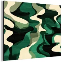 MuchoWow Aluminium schilderij 160x120 cm - Wanddecoratie metaal - Abstract - Camouflage - Groen - Metalen muurdecoratie woonkamer - Decoratie industrieel - Foto op dibond - Industriële accessoires slaapkamer